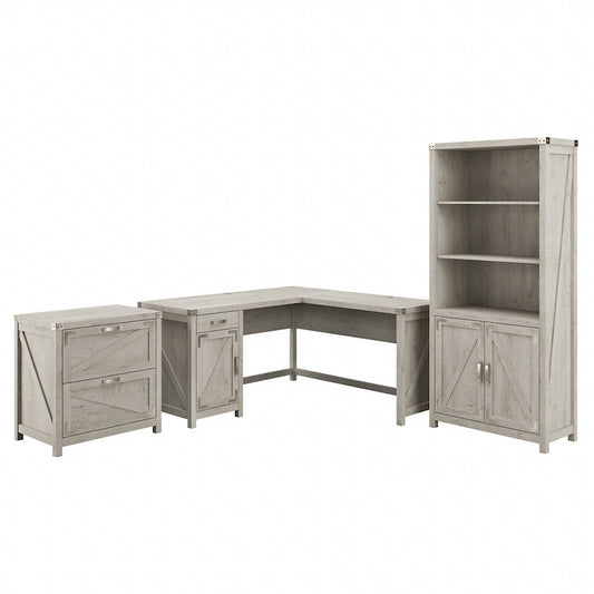 Knoxville 60W L-Desk with File Cabinet and Bookcase by Bush Furniture