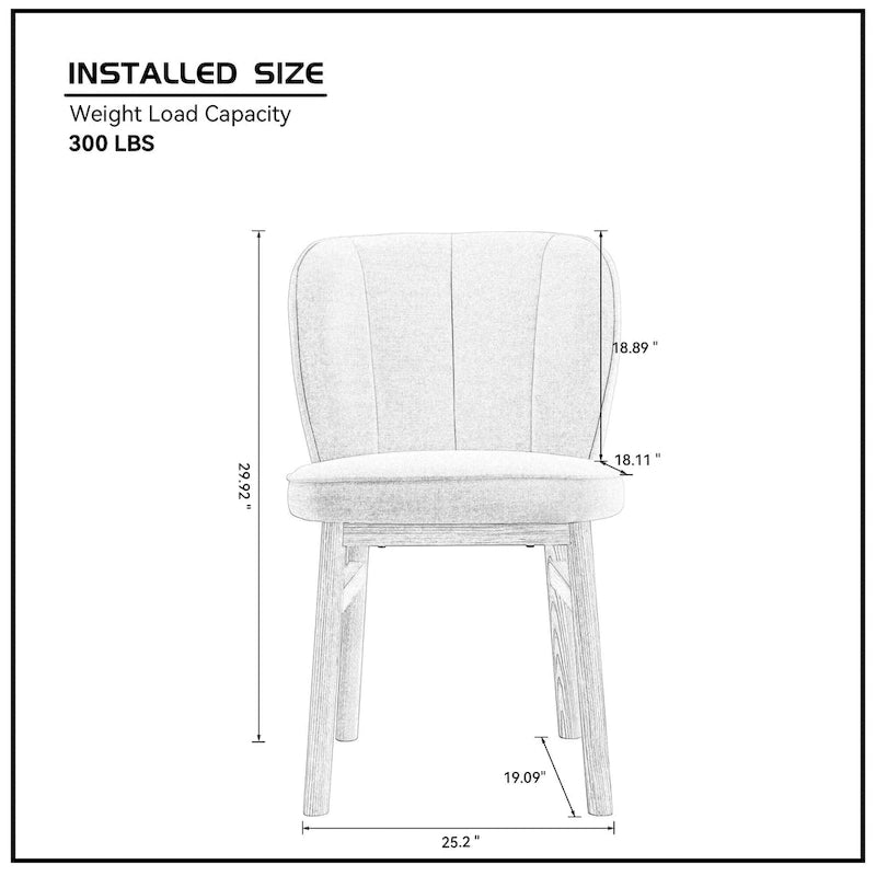 Wooden Frame Upholstered Shell Dining Chairs set of 2