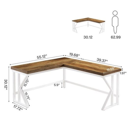 L-shaped Computer Desk, Industrial Corner Home Office Desk