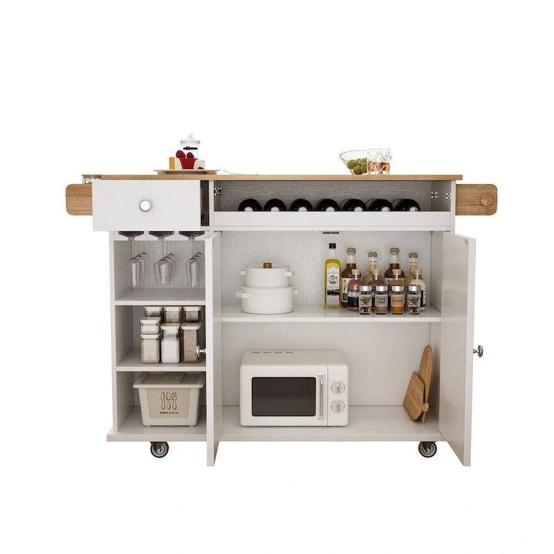 44 Inch Kitchen Island Cart With Solid Wood Top(no include stool)