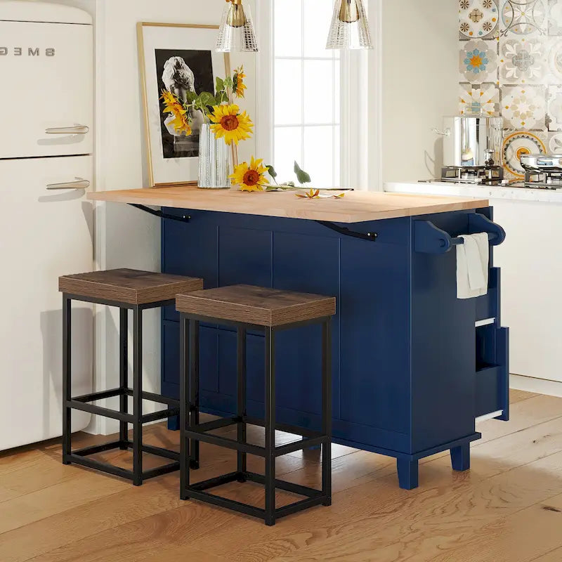 3-Piece Farmhouse Dining Set with Drop Leaf & 2 Chairs