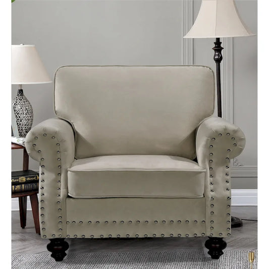 Suffield Velvet Nailhead Armchair