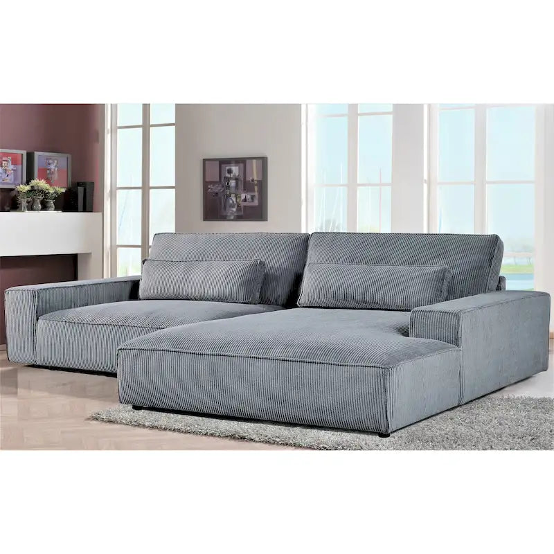 Oversized Corduroy Sectional Sofa - 2-Piece, Wood Frame