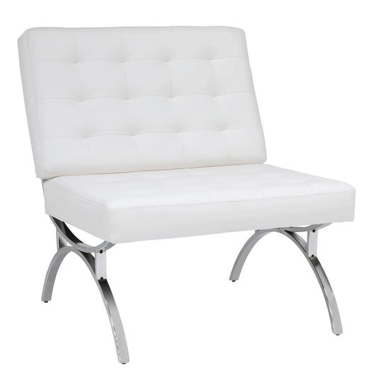 Newel Modern Blended Leather and Chrome Metal Frame Mid Century Accent Chair