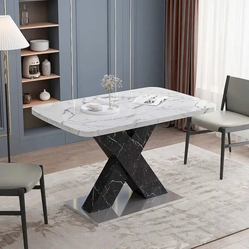 Modern 47.24 -62.99 L Marble Square Dining Table