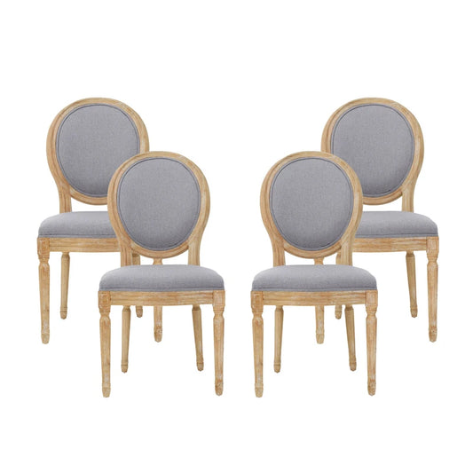 Natural Wood Upholstered Dining Chairs - Set of 4