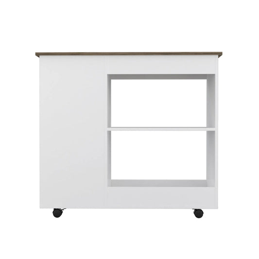 FM Furniture Arizona Kitchen Cart with 2 Storage Shelves, 3 Side Shelves, and 4 Casters