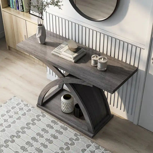 Distressed Grey 47-inch Console Table with Shelf