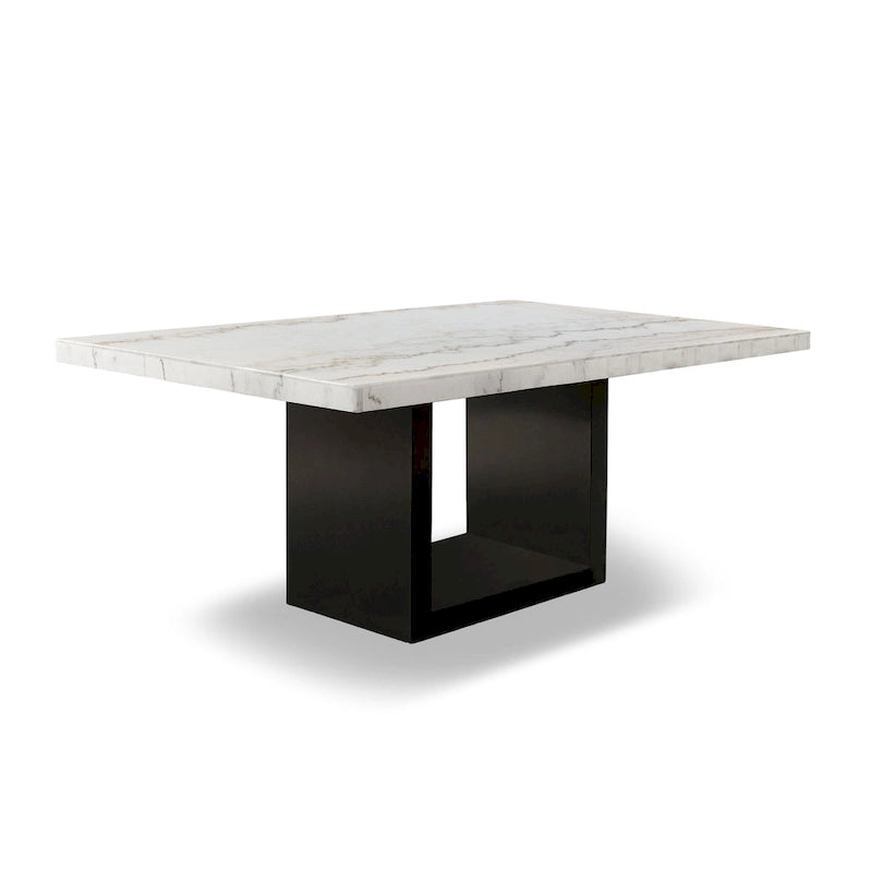 Furniture of America Cots Farmhouse White 70-inch Marble Dining Table