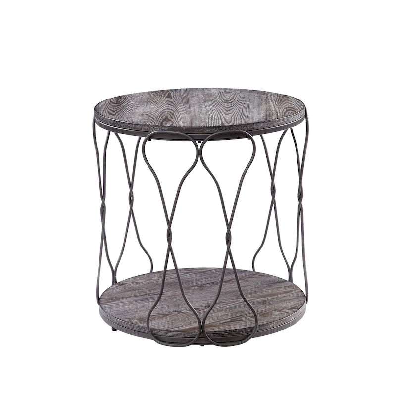 Lizi Rustic Grey 24-inch Metal 1-Shelf Side Table by Furniture of America