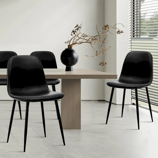 CangLong modern Upholstered Dining Chair in Faux Leather,Set of 4