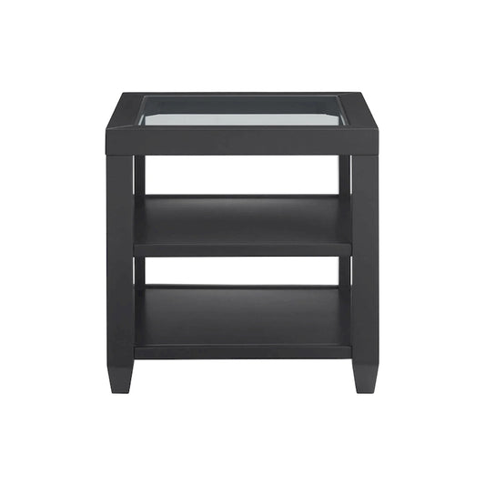 Cordero Wood and Glass Top 24-Inch Wide End Table with Shelf Storage