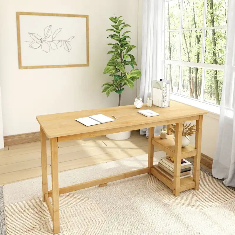 Plank and Beam Desk with Bookshelves