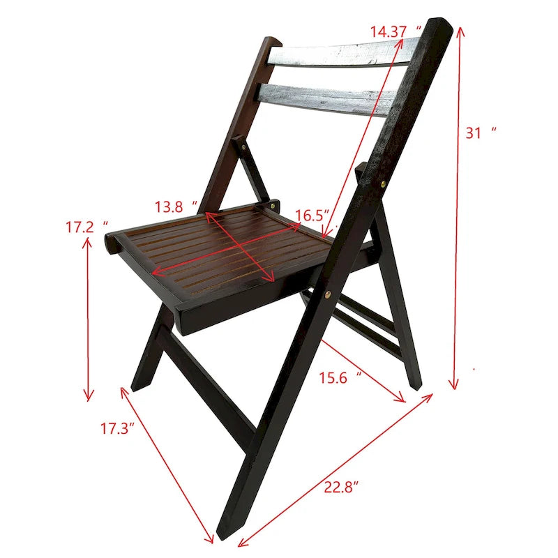 Wood Slatted Folding Chair ,Set of 4