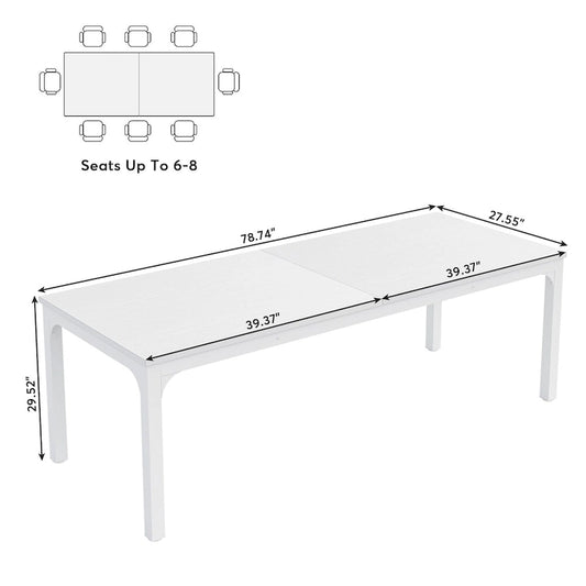 78.74 Inches Industrial Rectangular Dining Table with Heavy-Duty Metal Legs (Only Table)