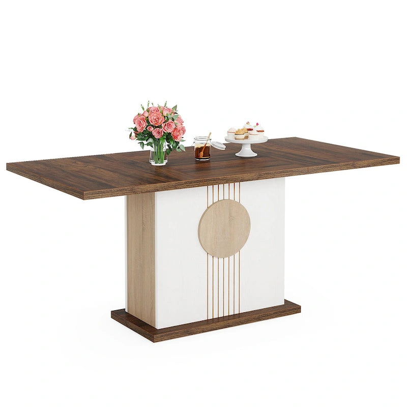 55 inches Wood Rectangle Dining Table for Kitchen Dining Room - N/A