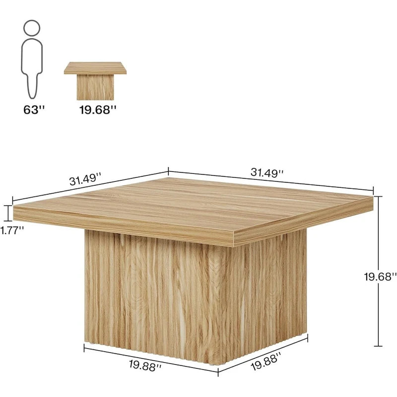 Vintage Brown Square Coffee Table 31.5" - Mid-Century Modern