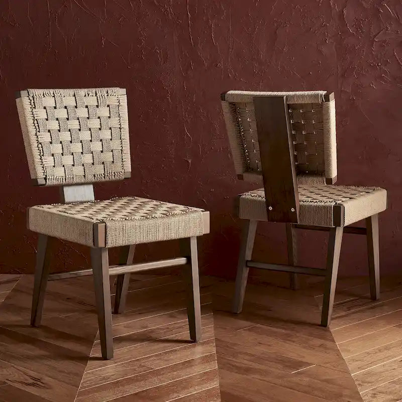SAFAVIEH Couture Justice Woven Dining Chair (Set of 2) - 19 In. W x 24 In. D x 35 In. H - 19Wx24Dx35H