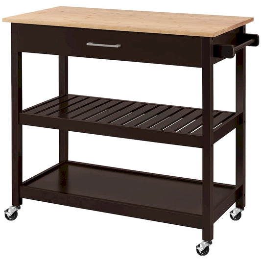 Yaheetech Kitchen Cart with storage and Drawer Wood Countertop