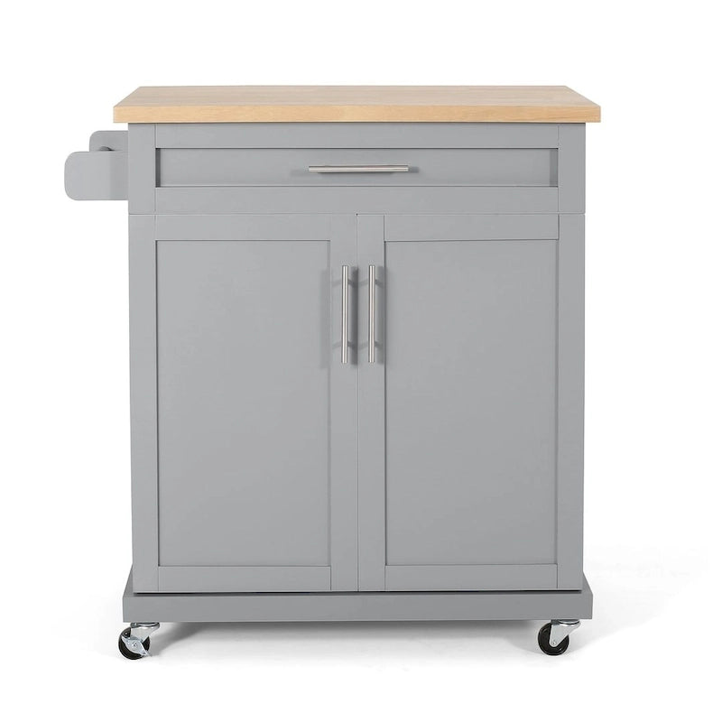 Contemporary Wood Kitchen Cart with Wheels Storage and Wheels by Christopher Knight Home