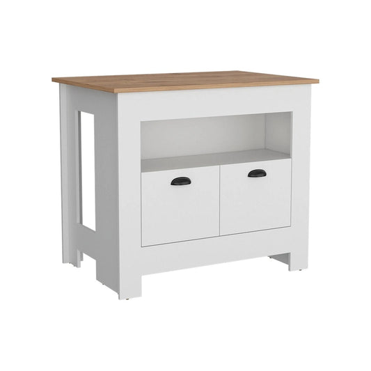 Kitchen Island Two Door Cabinet and Shelf for Dining Room.