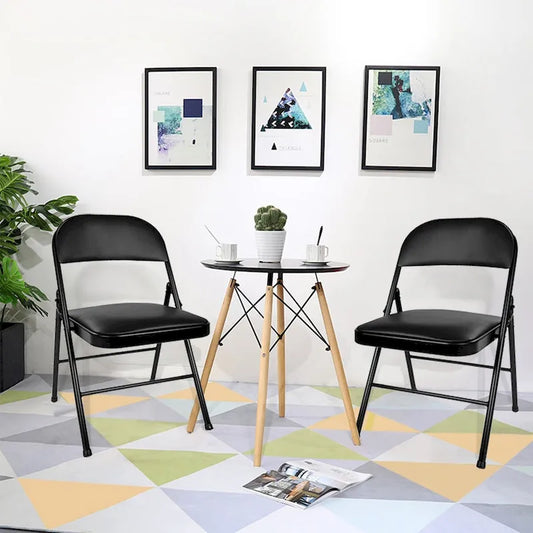 Javlergo 4 Pack Folding Chairs with Padded Cushion, Indoor Outdoor Portable Metal Chairs for Home Office