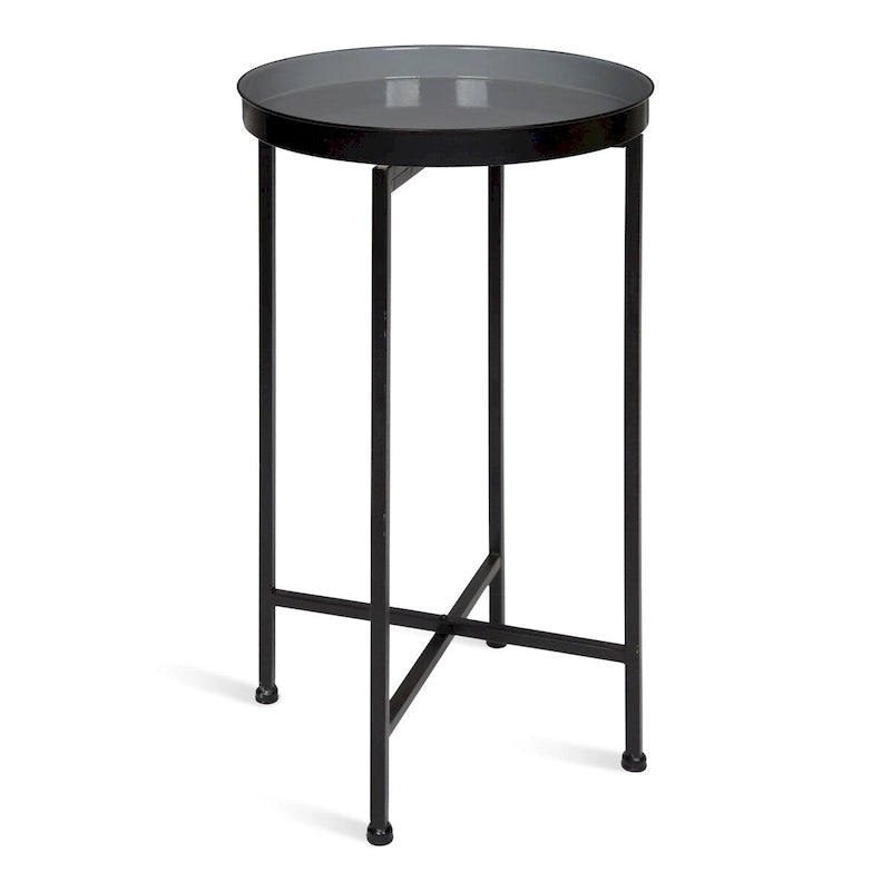 Kate and Laurel Celia Round Metal Tray/ Foldable Accent Table - 14x14x25.75