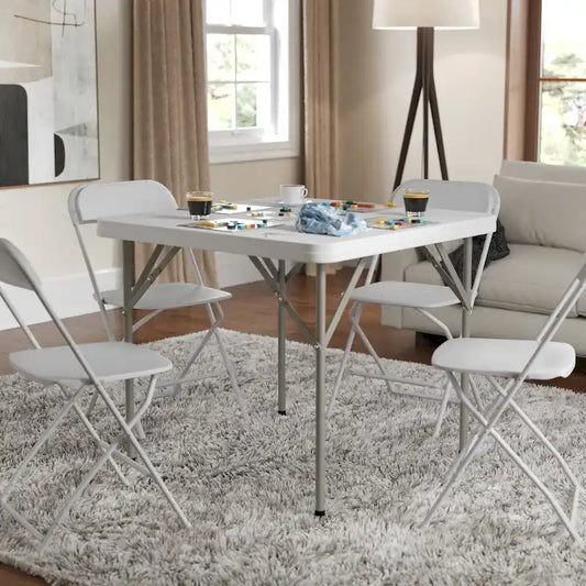 2.85-Foot Square Plastic Folding Table - Event Folding Table - 34.25D x 34.25W x 29.5H