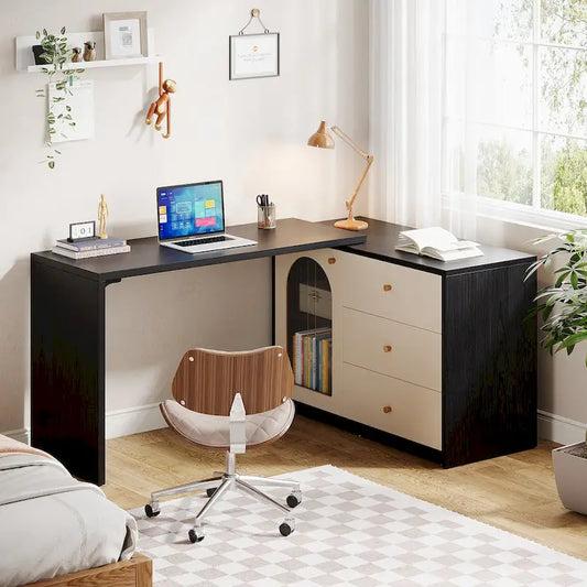 47 Inches Reversible L Shaped Computer Desk for Home Office