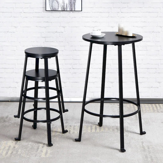 Modern Industrial 3-Piece Bistro Pub Metal Bar Table Set