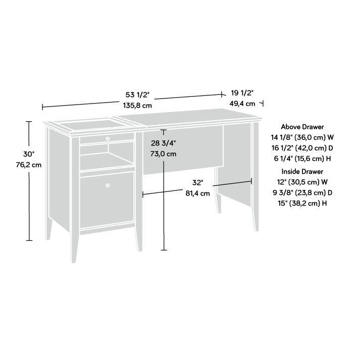 Glacier Oak Single Pedestal Desk with File Drawer