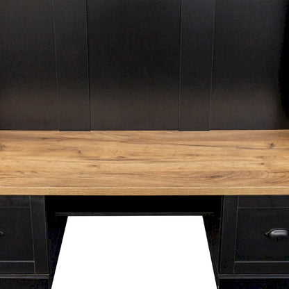 Farmhouse Hall Tree with Wood Grain Bench, Hooks and Bottom Cabinets