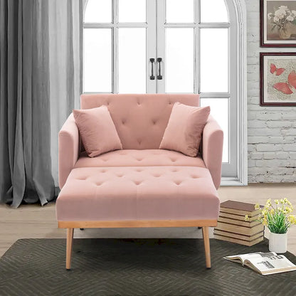 Pink 62.2  Upholstered Chaise Lounge Chair with Iron Legs