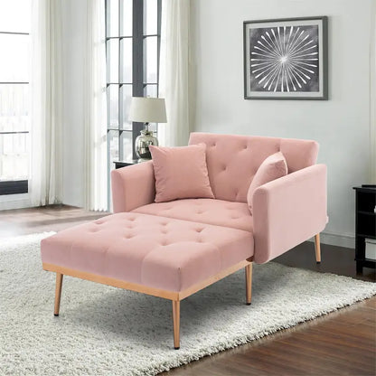 Pink 62.2  Upholstered Chaise Lounge Chair with Iron Legs