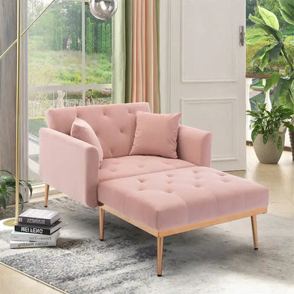 Pink 62.2  Upholstered Chaise Lounge Chair with Iron Legs