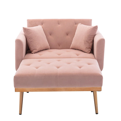 Pink 62.2  Upholstered Chaise Lounge Chair with Iron Legs