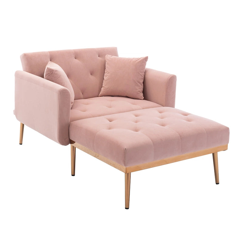 Pink 62.2  Upholstered Chaise Lounge Chair with Iron Legs