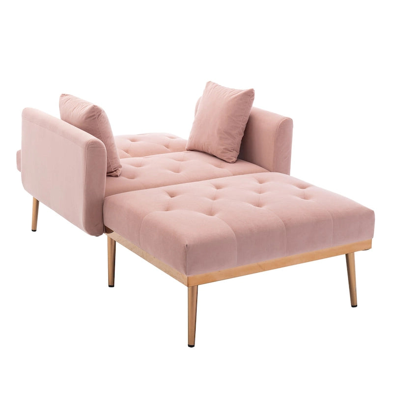 Pink 62.2  Upholstered Chaise Lounge Chair with Iron Legs