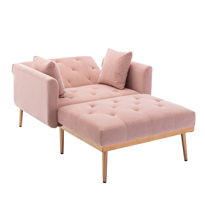 Pink 62.2  Upholstered Chaise Lounge Chair with Iron Legs