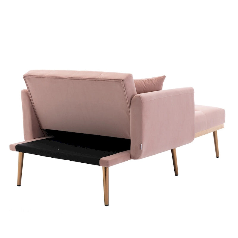 Pink 62.2  Upholstered Chaise Lounge Chair with Iron Legs