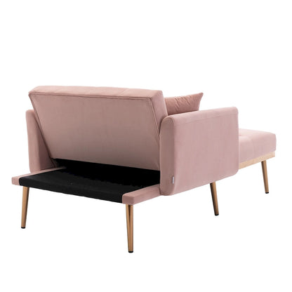 Pink 62.2  Upholstered Chaise Lounge Chair with Iron Legs