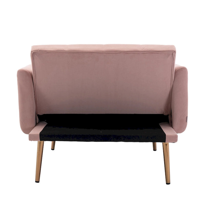 Pink 62.2  Upholstered Chaise Lounge Chair with Iron Legs