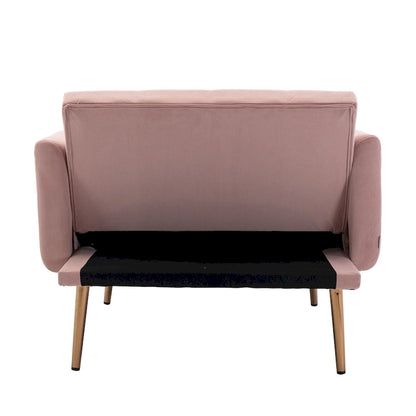 Pink 62.2  Upholstered Chaise Lounge Chair with Iron Legs