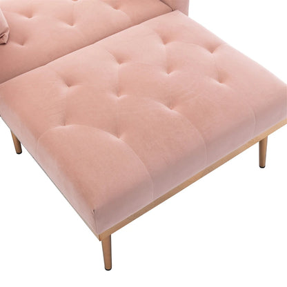 Pink 62.2  Upholstered Chaise Lounge Chair with Iron Legs
