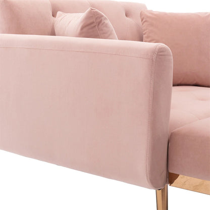 Pink 62.2  Upholstered Chaise Lounge Chair with Iron Legs