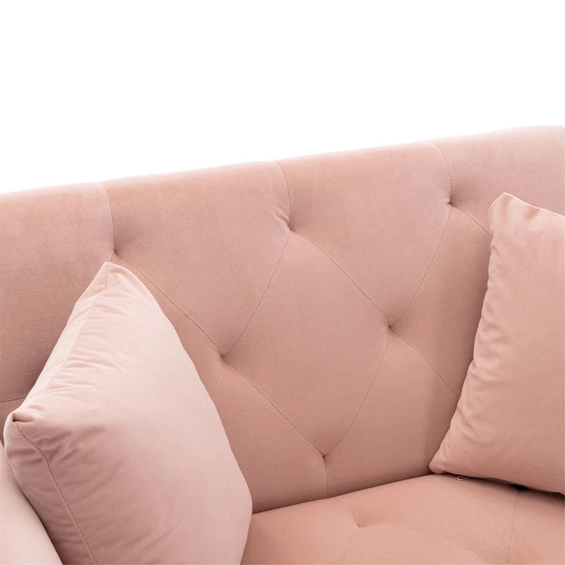 Pink 62.2  Upholstered Chaise Lounge Chair with Iron Legs