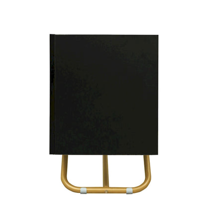 White Marble TV Stand with Gold Frame and Fluted Glass Doors - 63 Inch