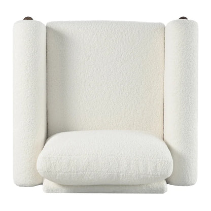 White 33.5 Upholstered Accent Chair with Walnut Legs