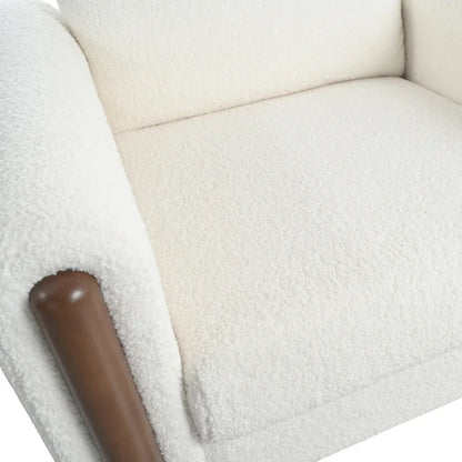 White 33.5 Upholstered Accent Chair with Walnut Legs