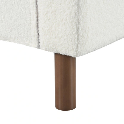 White 33.5 Upholstered Accent Chair with Walnut Legs